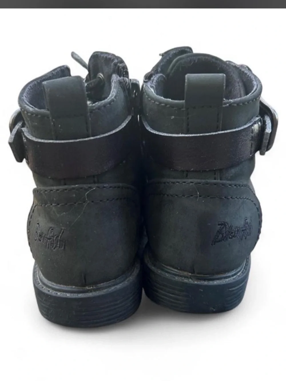 Kids Black Lace-Up Ankle Boots with Buckle Accent - Youth